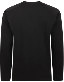 Discount Bigdude Embroidered Crew Neck Jumper Black Tall Sweatshirts