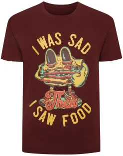 Best Bigdude Food Print T-Shirt Burgundy Tall T-shirts