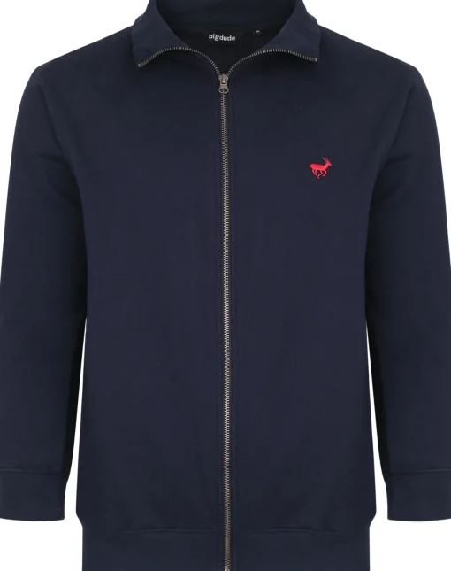 Hot Bigdude Funnel Neck Full Zip Sweatshirt Navy Sweatshirts & Cardigans