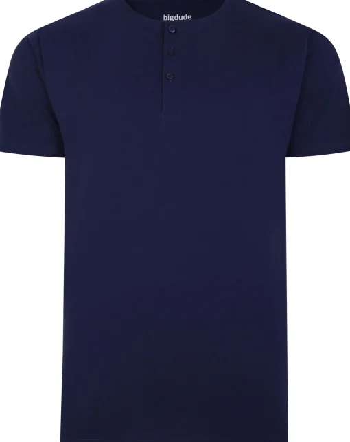Fashion Bigdude Grandad T-Shirt Navy T-shirts