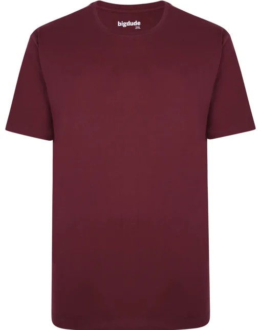 Online Bigdude Heavy Weight Plain T-Shirt Burgundy T-shirts