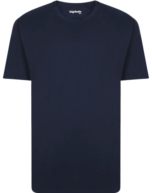 Outlet Bigdude Heavy Weight Plain T-Shirt Navy T-shirts