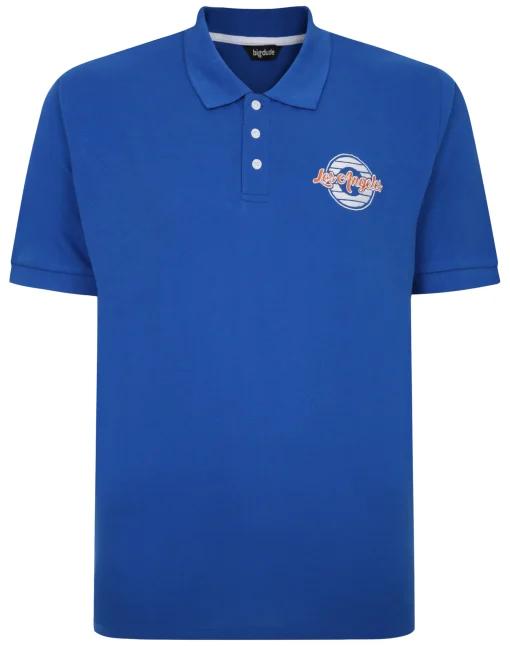 Hot Bigdude LA Embroidered Polo Shirt Royal Blue Polo Shirts
