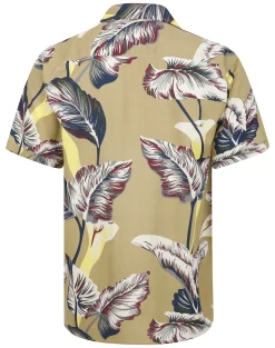 New Bigdude Leaves Viscose Relaxed Collar Shirt Sand Casual Shirts