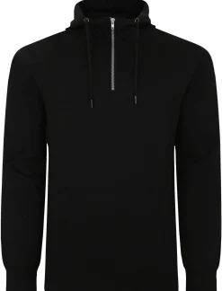 Fashion Bigdude Lightweight Half Zip Hoody Black Tall Hoodies