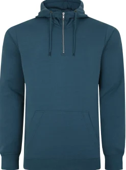 Online Bigdude Lightweight Half Zip Hoody Petrol Tall Hoodies