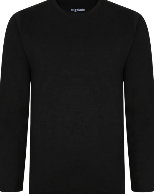 Online Bigdude Long Sleeve Marl T-Shirt Charcoal Tall T-shirts