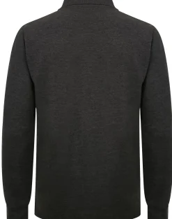 New Bigdude Long Sleeve Polo Shirt Charcoal Marl Polo Shirts