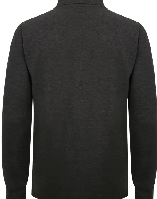 New Bigdude Long Sleeve Polo Shirt Charcoal Marl Polo Shirts