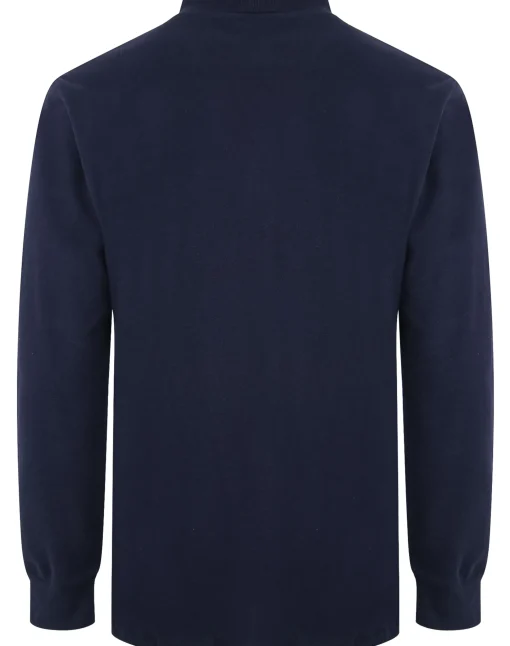 Online Bigdude Long Sleeve Polo Shirt Navy Polo Shirts