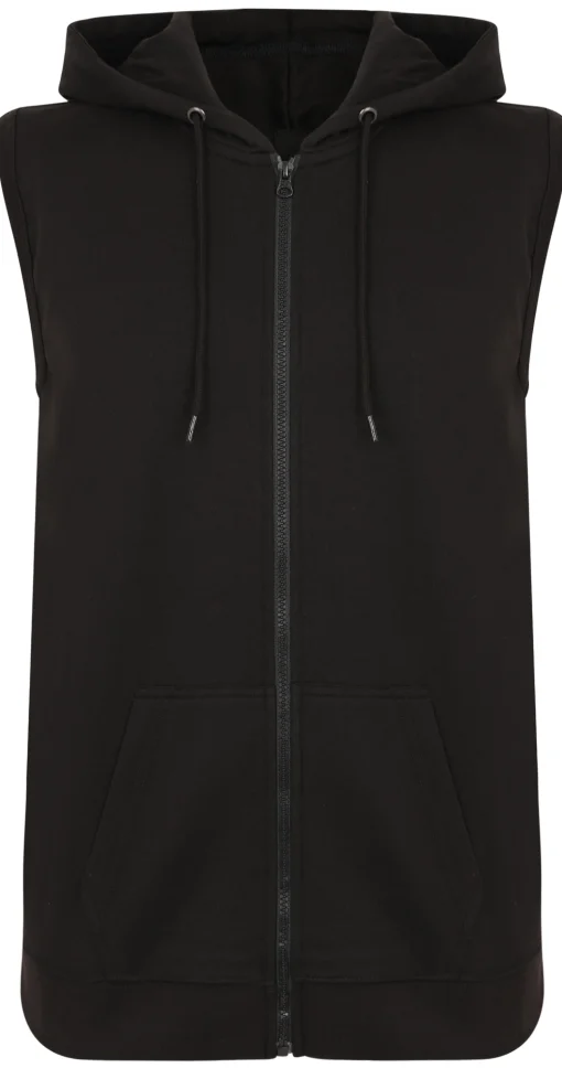 Fashion Bigdude Loop Back Sleeveless Hoody Black Tall Hoodies