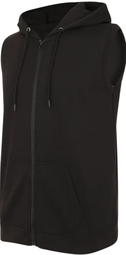 Fashion Bigdude Loop Back Sleeveless Hoody Black Tall Hoodies