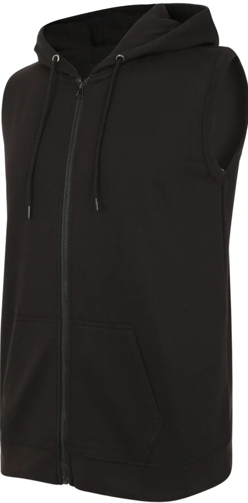 Fashion Bigdude Loop Back Sleeveless Hoody Black Tall Hoodies