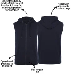 Sale Bigdude Loop Back Sleeveless Hoody Navy Tall Hoodies