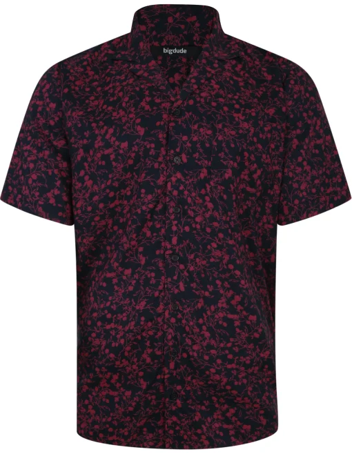 New Bigdude Meadow Viscose Relaxed Collar Shirt Navy Tall Casual Shirts