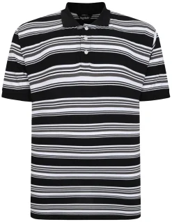 New Bigdude Multi Striped Pique Polo Charcoal Polo Shirts