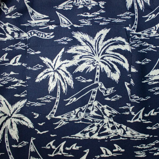 Discount Bigdude Ocean Viscose Relaxed Collar Shirt Navy Casual Shirts