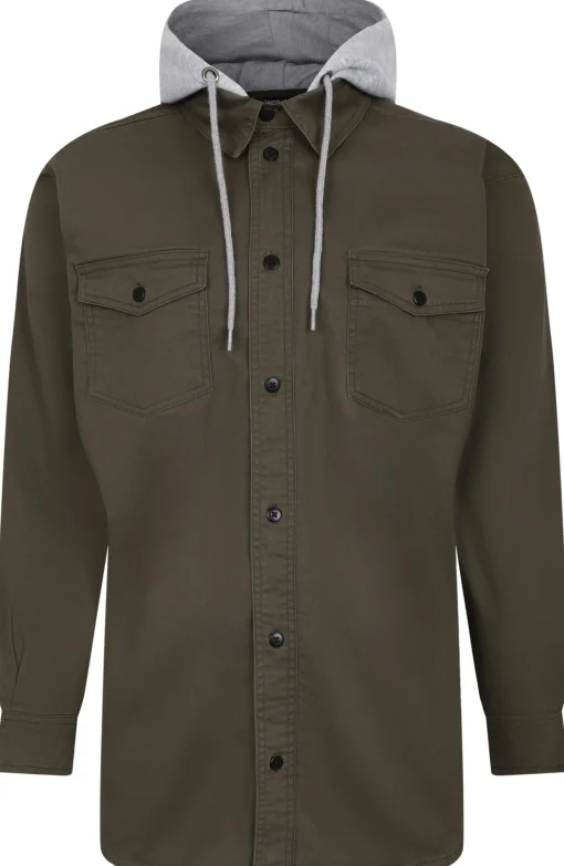 New Bigdude Overshirt With Hood Olive Casual Shirts
