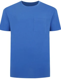 New Bigdude Plain Crew Neck T-Shirt With Pocket Royal Blue T-shirts