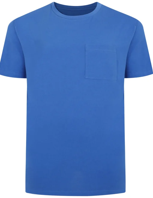 New Bigdude Plain Crew Neck T-Shirt With Pocket Royal Blue T-shirts
