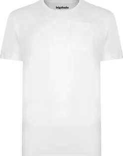 Fashion Bigdude Plain Crew Neck T-Shirt With Pocket White T-shirts