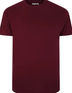 New Bigdude Plain Crew Neck T-Shirt Burgundy T-shirts