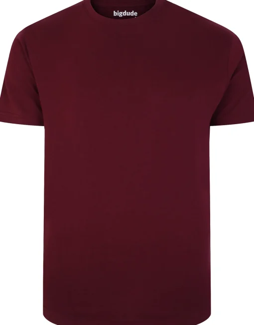 New Bigdude Plain Crew Neck T-Shirt Burgundy T-shirts