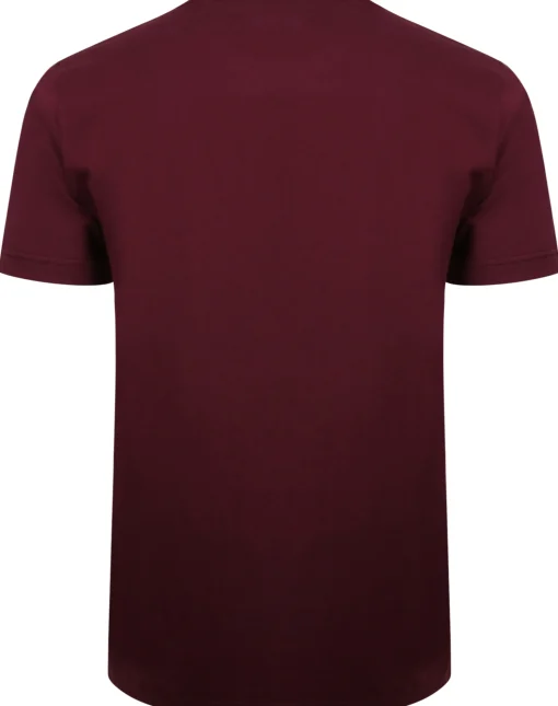 Outlet Bigdude Plain Crew Neck T-Shirt With Pocket Burgundy Tall T-shirts