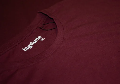 Discount Bigdude Plain Crew Neck T-Shirt With Pocket Burgundy T-shirts