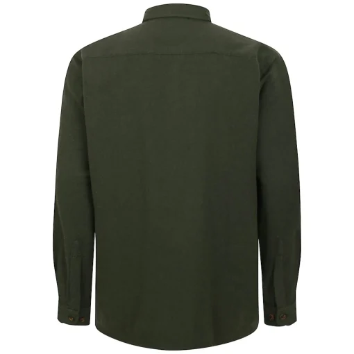 New Bigdude Plain Flannel Long Sleeve Shirt Dark Olive Casual Shirts