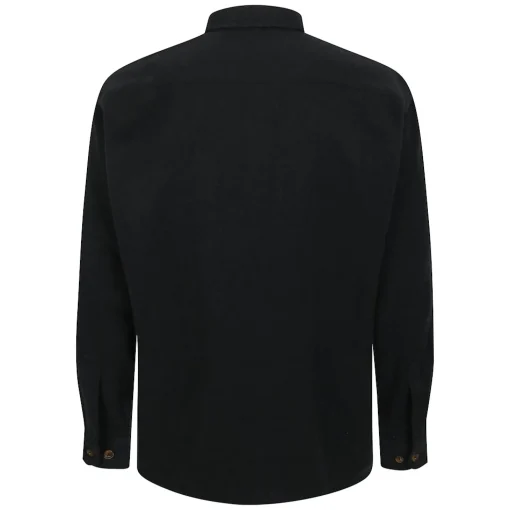 Clearance Bigdude Plain Flannel Long Sleeve Shirt Black Casual Shirts