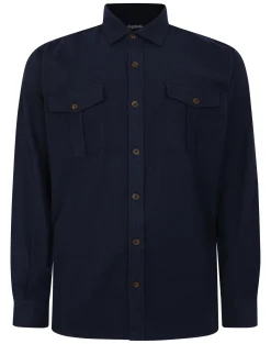 Best Bigdude Plain Flannel Long Sleeve Shirt Navy Tall Casual Shirts