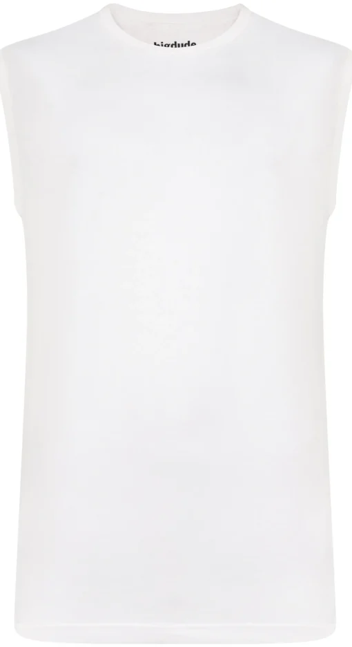 New Bigdude Plain Sleeveless T-Shirt White Tank Tops|T-shirts