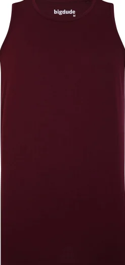 Online Bigdude Plain Vest Burgundy Tank Tops