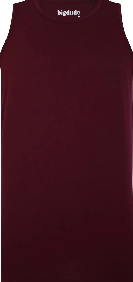 Online Bigdude Plain Vest Burgundy Tank Tops