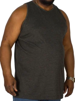 Fashion Bigdude Plain Vest Charcoal Tank Tops