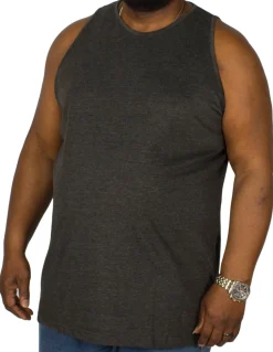 Fashion Bigdude Plain Vest Charcoal Tank Tops