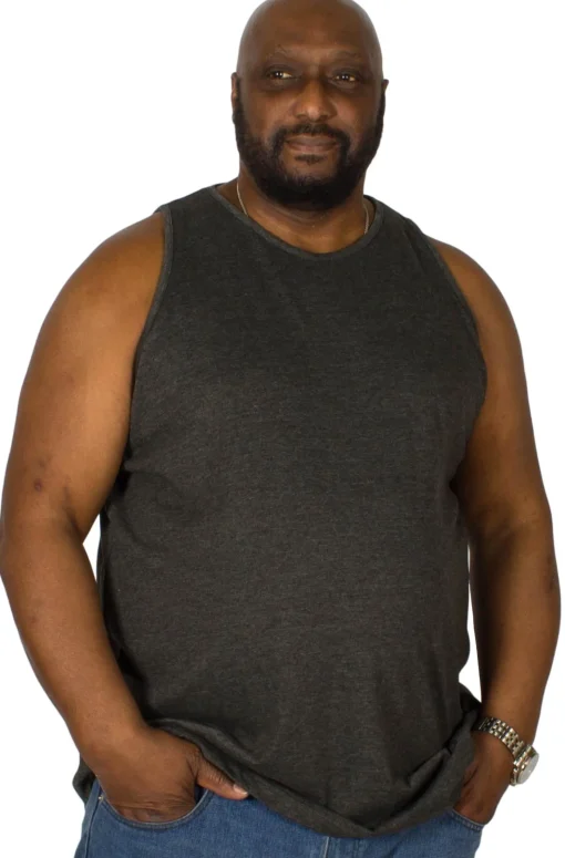 Fashion Bigdude Plain Vest Charcoal Tank Tops