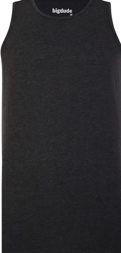 Fashion Bigdude Plain Vest Charcoal Tank Tops
