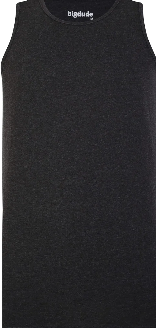 Fashion Bigdude Plain Vest Charcoal Tank Tops