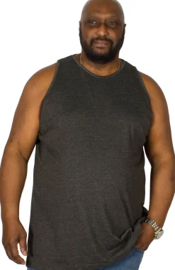 Hot Bigdude Plain Vest Charcoal Tall Tank Tops