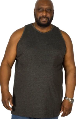 Hot Bigdude Plain Vest Charcoal Tall Tank Tops