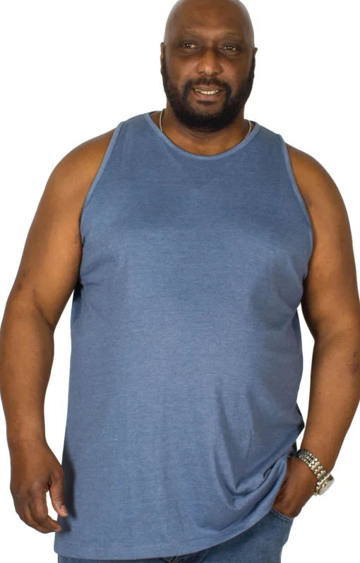 Fashion Bigdude Plain Vest Denim Marl Tall Tank Tops