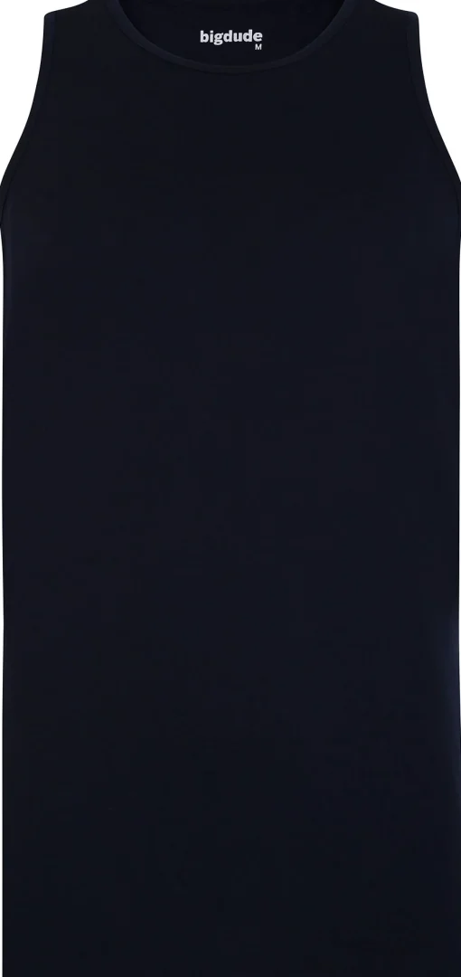 Discount Bigdude Plain Vest Navy Tank Tops