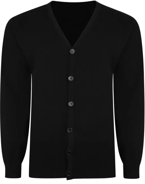 Discount Bigdude Plain V-Neck Knitted Cardigan Black Sweatshirts & Cardigans