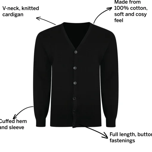 Discount Bigdude Plain V-Neck Knitted Cardigan Black Sweatshirts & Cardigans