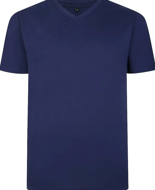 New Bigdude Plain V-Neck T-Shirt Navy T-shirts