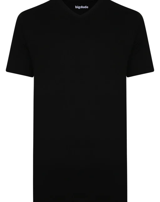 Best Bigdude Plain V-Neck T-Shirt Black Tall T-shirts