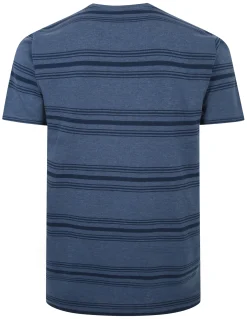 Clearance Bigdude Pure Cotton Striped T-Shirt Dark Denim T-shirts