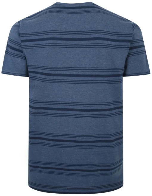 Clearance Bigdude Pure Cotton Striped T-Shirt Dark Denim T-shirts